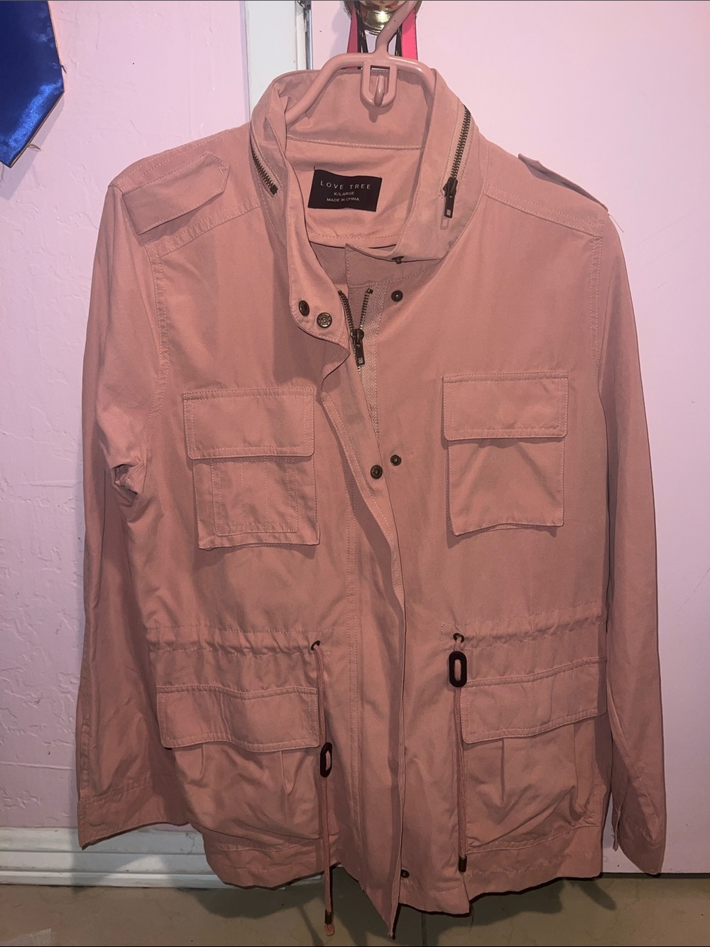 Love Tree Blush Utility Jacket with Front Pockets